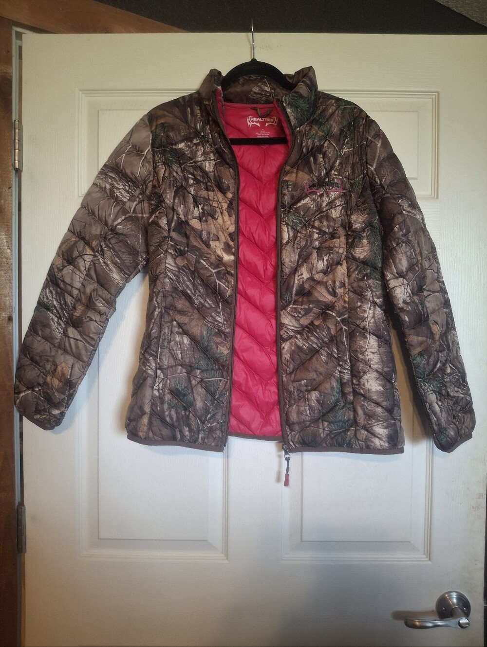 Realtree Camo Puffer Jacket with Pink Lining